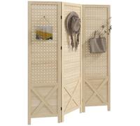 Paravent intérieur - HOMCOM - 3 panneaux - panneau perforé - pour salon, chambre maison - en bois - 114 x 144,5 cm - bois naturel