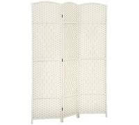 HOMCOM Paravent intérieur en Bois, 3 Panneaux, 135 x 180 cm, séparateur de pièce Pliable, pour Salon, Chambre à Coucher, Maison, Blanc