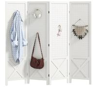 Paravent intérieur - HOMCOM - 4 panneaux - panneau perforé - pour salon, chambre maison - en bois - 152 x 144,5 cm - blanc