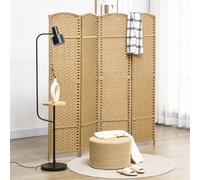 HOMCOM Paravent interieur en bois 4 panneaux 160 x 170 cm séparateur de pièce pliable avec finition tissée, closion de séparation pour salon, chambre à coucher, maison, marron Description:Optimisez vo