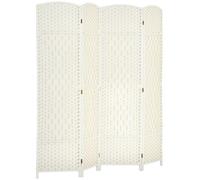 HOMCOM Paravent Intérieur en Bois 4 Panneaux 180 x 180 cm Blanc | Séparateur de Pièce Pliable, pour Salon, Chambre à Coucher, Maison