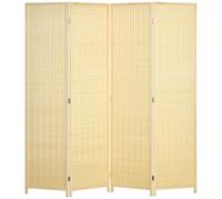 HOMCOM Paravent en bois séparateur de pièce closion de séparation pliable 4 panneaux 180 x 180 cm naturel Aosom France