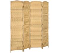 HOMCOM Paravent Intérieur en Bois 4 Panneaux 180 x 180 cm Bois Naturel | Séparateur de Pièce Pliable, pour Salon, Chambre à Coucher, Maison