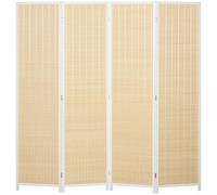 Paravent en bois HOMCOM 4 panneaux 180 x 180 cm séparateur de pièce closion de séparation pliable pour chambre à coucher