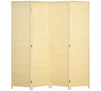 HOMCOM Paravent Interieur en Bois 4 Panneaux 180 x 180 cm séparateur de pièce Pliable cloison de séparation pour Salon Chambre à Coucher Maison, Bois Naturel