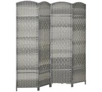 HOMCOM Paravent intérieur en Bois, 4 Panneaux, 180 x 180 cm, séparateur de pièce Pliable, pour Salon, Chambre à Coucher, Maison, Gris mélangé