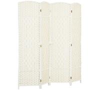 HOMCOM Paravent intérieur en bois 4 panneaux séparateur de pièce pliable pour salon chambre 180 x 180 cm blanc