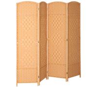 HOMCOM Paravent intérieur en bois 4 panneaux séparateur de pièce pliable pour salon chambre 180 x 180 cm brun clair