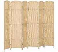 Paravent interieur - HOMCOM - en bois - 6 panneaux - 240 x 170 cm - pour salon, chambre à coucher - beige