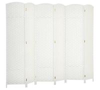 Paravent interieur - HOMCOM - en bois - 6 panneaux - 240 x 170 cm - pour salon, chambre à coucher - blanc
