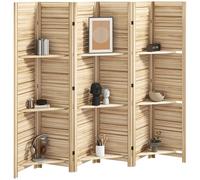 HOMCOM Paravent Intérieur en Bois 6 Panneaux 240 x 170 cm Bois Naturel
