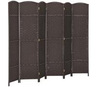 HOMCOM Paravent Interieur en Bois 6 Panneaux 240 x 170 cm Marron | Séparateur de Pièce Pliable, Finition Tissée, Closion de Séparation, Salon, Chambre À Coucher, Maison