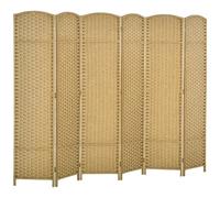 HOMCOM Paravent Interieur en Bois 6 Panneaux 240 x 170 cm Naturel | Séparateur de Pièce Pliable, Finition Tissée, Closion de Séparation, Salon, Chambre À Coucher, Maison