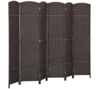HOMCOM Paravent interieur en bois 6 panneaux 240 x 170 cm séparateur de pièce pliable pour salon, chambre à coucher, naturel