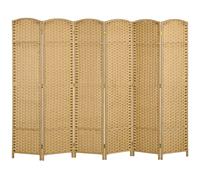 HOMCOM Paravent interieur en bois 6 panneaux 240 x 170 cm séparateur de pièce pliable pour salon, chambre à coucher, naturel