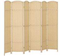 HOMCOM Paravent interieur en bois 6 panneaux 240 x 170 cm séparateur de pièce pliable pour salon, chambre à coucher, naturel