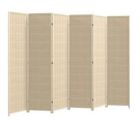 Paravent - HOMCOM - 6 panneaux 270 x 180 cm - séparateur de pièce pliable - pour chambre à coucher - bois naturel
