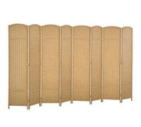 HOMCOM Paravent Interieur en Bois 8 Panneaux 320 x 170 cm Naturel | Séparateur de Pièce Pliable, Finition Tissée, Closion de Séparation, Salon, Chambre À Coucher, Maison