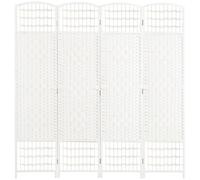 HOMCOM Paravent en Bois 160 x 170 cm séparateur de pièce Pliable 4 Panneaux cloison de séparation Chambre à Coucher Maison intérieur Blanc