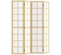 HOMCOM Paravent interieur pliable 4 panneaux 160 x 170 cm séparateur de pièce pour salon chambre à coucher maison, naturel