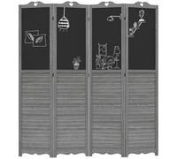 HOMCOM Paravent Séparateur d'Ambiances Pliable en 4 Panneaux en Bois avec Ardoises pour Chambre à Coucher 162x172 cm Gris