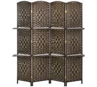 HOMCOM Paravent séparateur de pièce 4 panneaux 160 x170 cm avec 2 étagères, pliable, en bois