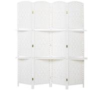 HOMCOM Paravent séparateur de pièce 4 panneaux 160 x170 cm avec 2 étagères, pliable, en bois