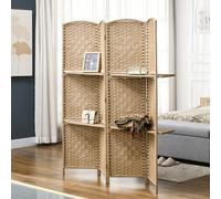 HOMCOM Paravent séparateur de pièce 4 panneaux 160 x170 cm avec 2 étagères, pliable, en bois pour le bureau, salon, chambre, bois naturel Description:Optimisez votre espace intérieur avec le paravent 
