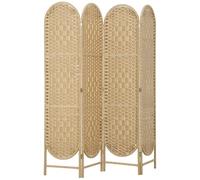 HOMCOM Paravent séparateur d'espace à 4 Panneaux, 160 x 170 cm, écran de confidentialité Pliable de Style bohème, avec Partie supérieure arquée, tissé à la Main, séparateur léger pour Bureau, Chambre