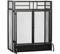 HOMCOM Pare-étincelles grille de protection pour cheminée pare-feu barrière de sécurité 3 volets pliables et porte 120 x 79 cm