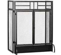 HOMCOM Pare-étincelles Grille de Protection pour cheminée Pare-feu Noir