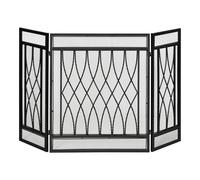 HOMCOM Grille de Protection pour cheminée Pare-feu Large 3 Volets Noir