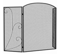 HOMCOM Pare-étincelles pour cheminée pliable à 3 panneaux en métal peint, prêt à l'emploi, 133x1x77 cm, Noir
