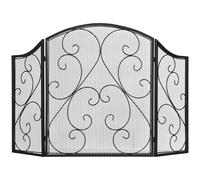 HOMCOM Pare-feu cheminée ou poêle - Pare-étincelles 3 Volets Pliables - dim. 66 x 31 x 81 cm - métal Noir