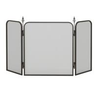 HOMCOM Pare feu cheminée pliable 3 panneaux, pare-étincelles cheminée, grille de protection cheminée en maille de métal noir