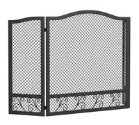 HOMCOM Pare Feu Cheminée Pliable 3 Panneaux, Pare-Étincelles Cheminée, Motif Floral, Métal, 107 x 60 cm, Noir