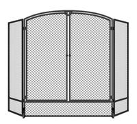HOMCOM Pare-feu de Cheminée Pliable 3 Panneaux 2 Portes 122x10x75cm Noir | Pare-Étincelles Cheminée en Métal, Style Moderne, Grille de Protection pour Décoration de Salon