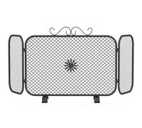HOMCOM Pare-feu de cheminée Pliable 3 Volets Design Minimaliste, Protection Anti-étincelles, Base Amovible, résistant à la Chaleur, 90 x 16 x 40 cm, Noir