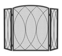 HOMCOM Pare-feu de cheminée Pliable à 3 Panneaux géométriques, Pare-étincelles en métal résistant à la Chaleur, 122 x 2 x 75 cm, Noir