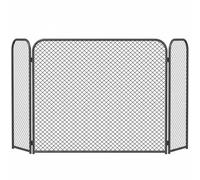 HOMCOM Pare-feu de cheminée Pliable à 3 Panneaux géométriques, protège-étincelles en métal résistant à la Chaleur, 100 x 1 x 51 cm, Noir