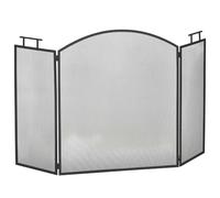 HOMCOM Pare-feu pour Cheminée ou Poêle 110 x 24 x 76,5 cm Acier Métal Noir | Pare-étincelles, 3 Volets Pliables