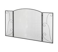 HOMCOM Pare-feu pour cheminée ou poêle Pare-étincelles 132,5Lx76,5H cm Noir | Design Élégant, 3 Volets Pliables, Acier Métal
