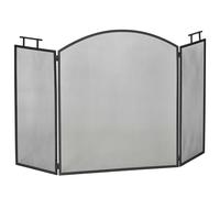 HOMCOM Pare-feu pour cheminée ou poêle - Pare-étincelles 3 Volets Pliables - dim. 128l x 2P x 76,5H cm - Acier métal Noir