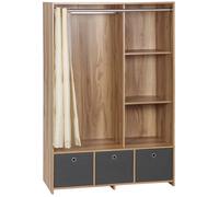 HOMCOM Armoire penderie armoire de rangement avec tringle rideaux 3 tiroirs en tissu amovibles 105 x 48 x 160 cm naturel Aosom France