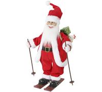 HOMCOM Père Noël animé 66 cm avec musique, bras réglables, activation par son/toucher, skis, bâtons