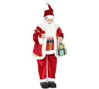 HOMCOM Père Noël Animé avec Musique et Mouvement 120 cm, Rosso