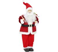 HOMCOM Père Noël Animé Grandeur Nature 120 cm, Décoration Musicale Chantante à Tête Mobile, Activation Sonore, Tactile, Rouge