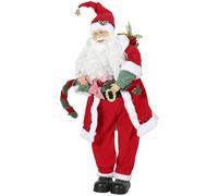 HOMCOM Père Noël Animé Grandeur Nature 120cm, Décoration Musicale Chantante et Oscillante, Activation Sonore et Tactile, Rouge