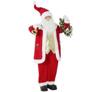 HOMCOM Père Noël chantant, 150 cm, figurine animée debout avec clochette et couronne, activée par son/toucher