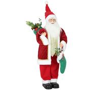 HOMCOM Père Noël chantant & dansant 120 cm, figurine animée debout avec chaussette, sac, activée par son/toucher